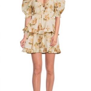 WeWoreWhat Cream and Brown Floral Mini Dress